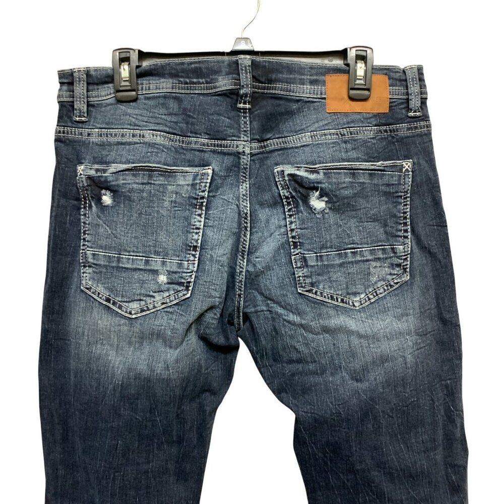NEW Deperwest Mens 34x34 Seeker‎ Taper Jeans Blue Distressed Denim Stretch - Picture 9 of 16